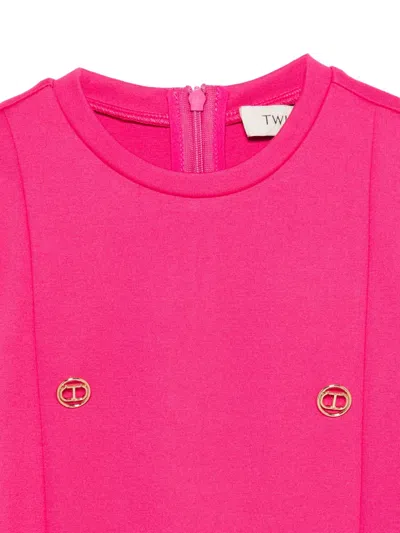 Twinset Button-embellished Dress In Pink