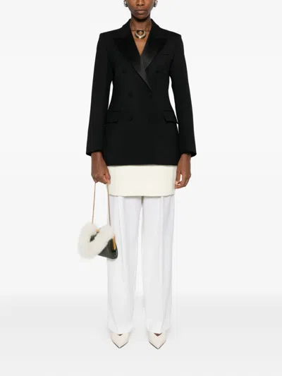 P.a.r.o.s.h Satin-lapel Double-breasted Jacket In Black