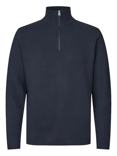 Samsoe & Samsoe High-neck Zip-up Sweater In Blue