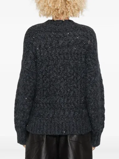 Eleventy Cable-knit Sequin-embellished Sweater In Gray