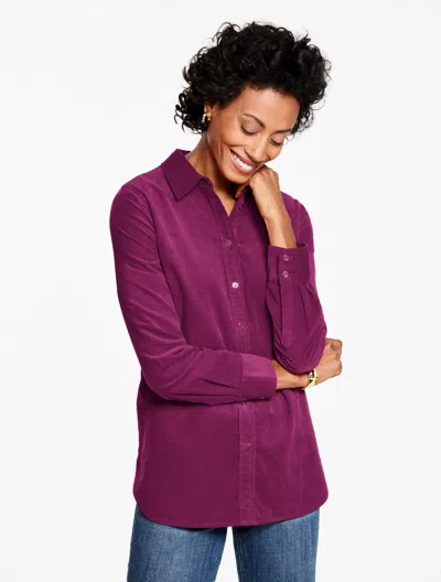 Talbots Plus Petite - Corduroy Modern Classic Shirt - Pretty Plum - 1x - 100% Cotton  In Purple