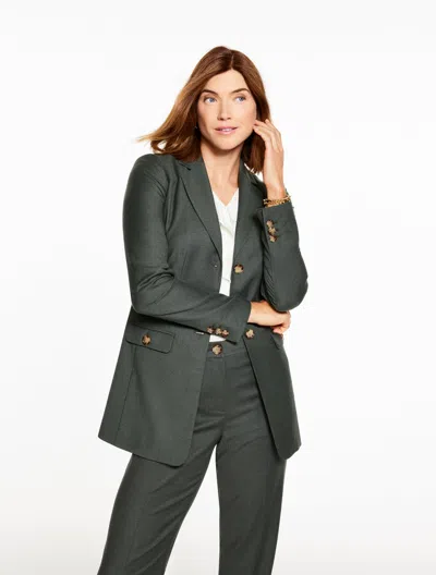 Talbots Plus Petite - Italian Luxe Flannel Blazer - Dark Green - 22  In Green