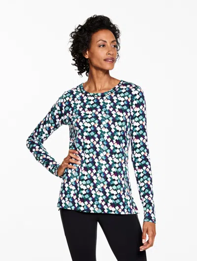 Talbots Plus Petite - Supersoft Jersey Crewneck T-shirt - Dazzling Diamonds - Black/purple Garnet - X Talbot In Multi