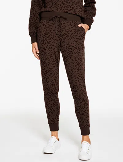 Talbots Plus Petite - Cozy Fleece Jogger Pants - Tonal Cheetah - Dark Chocolate - 3x  In Brown