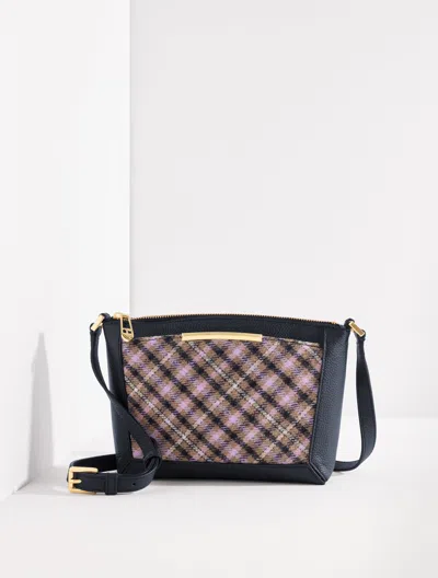 Talbots Darcy Leather Crossbody Bag - Shetland Plaid - Indigo Blue/burnt Olive - 001