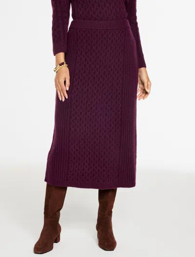 Talbots Plus Petite - Mixed Cable Knit Midi Skirt - Eggplant - 3x  In Purple