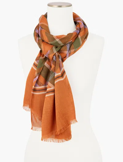 Talbots Kellynch Plaid Oblong Scarf - Acorn Brown - 001  In Brown