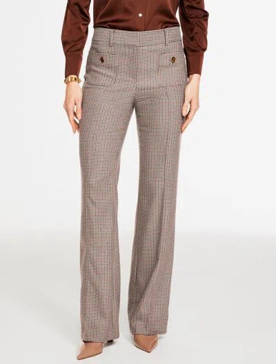 Talbots Plus Size - Boot Leg Pants - Charming Plaid - Toasted Coconut - 18  In Burgundy