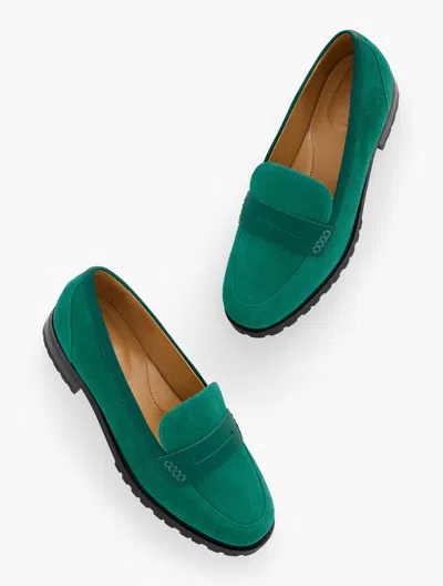 Talbots Cassidy Suede Penny Loafers - Pine Grove - 11m  In Green