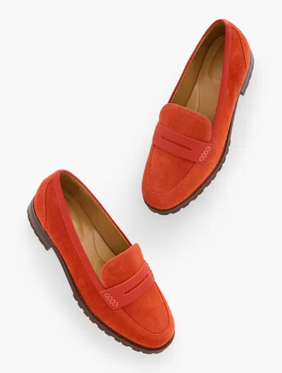 Talbots Cassidy Suede Penny Loafers - Autumn Berry - 10 1/2 M  In Orange