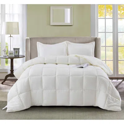 Hivvago Queen Size Off White 3 Piece Microfiber Reversible Comforter Set In White