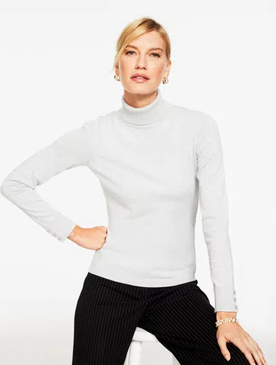 Talbots Plus Size - Perfect Turtleneck Top - Metallic - Grey Sky Heather - 2x  In White