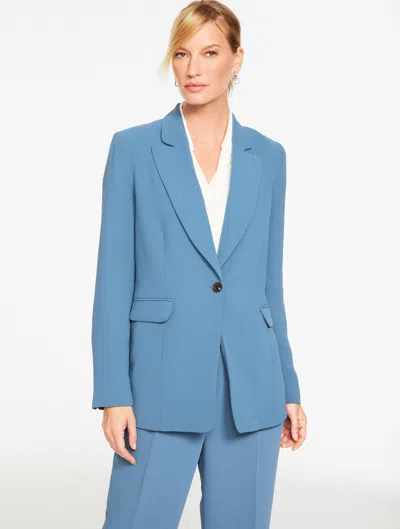 Talbots Plus Petite - Polished Crepe Single Button Blazer - Moonlight Blue - 22  In Blue