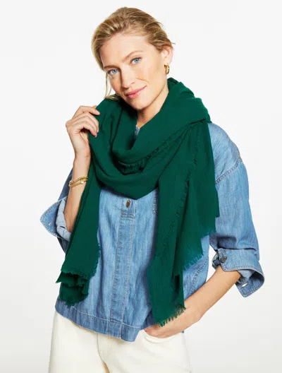 Talbots Fringe Wool Wrap - Pine Grove - 001  In Green