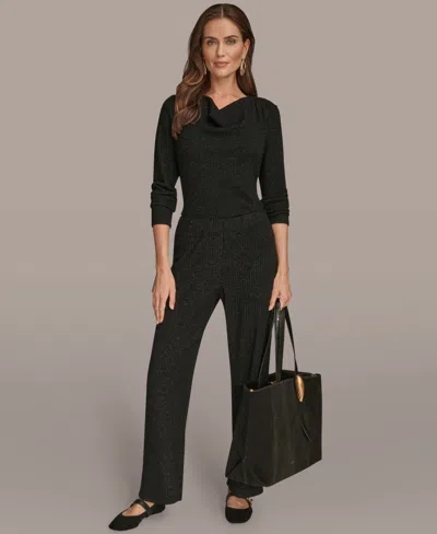 Donna Karan Women's Metallic Rib Knit Pants In Animal Print