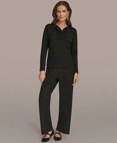 Donna Karan Women's Metallic Rib Knit Pants In Animal Print