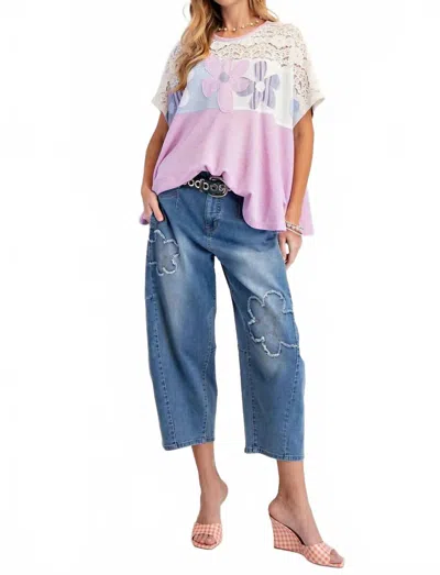 Easel Leave With Your Friends Short Sleeve Tunic In Multi In Pink