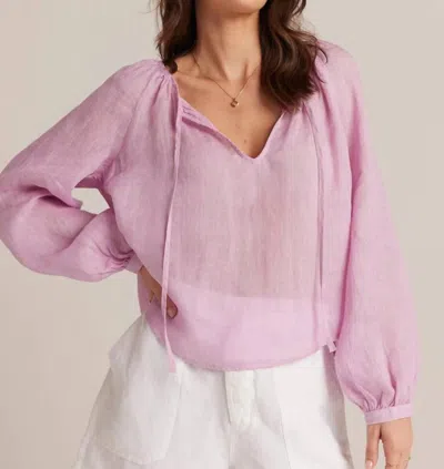 Bella Dahl Shirred Raglan Tie Front Blouse In Light Orchid In Pink