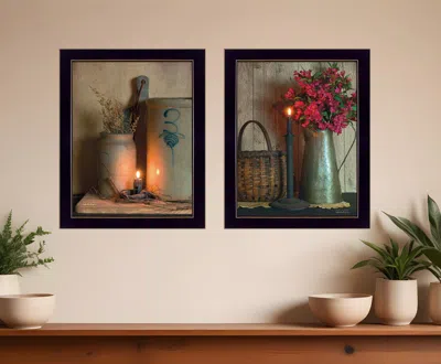 Hivvago Set Of Two Country Candlelight Black Framed Print Wall Art In Multi