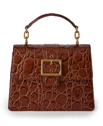 Brahmin Hallie Sparkling Cider Barnard Small Satchel In Brown