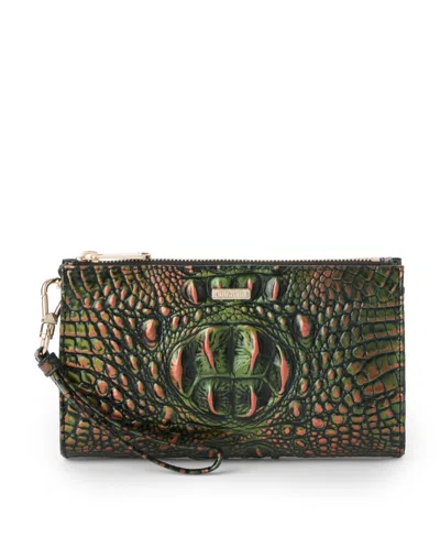 Brahmin Daisy Leather Melbourne Wristlet In Green