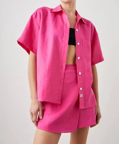 Rails Mackinley Linen Shirt In Raspberry In Animal Print