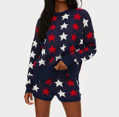 Beach Riot Callie Long Sleeve Sweater In Americana Stars In Blue