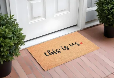 Hivvago 17" X 29" Natural And Black Coir This Is Us Outdoor Door Mat In Nude