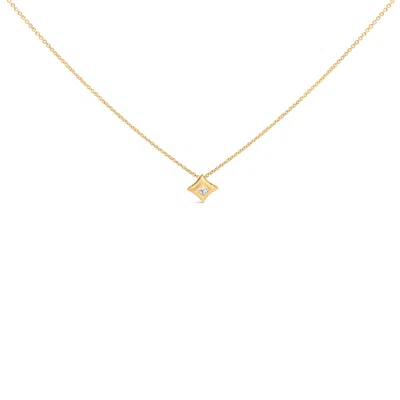 Haus Of Brilliance 10k Gold 1/5 Cttw Bezel Set Princess Diamond Kite Shaped Solitaire Pendent Necklace In Gold