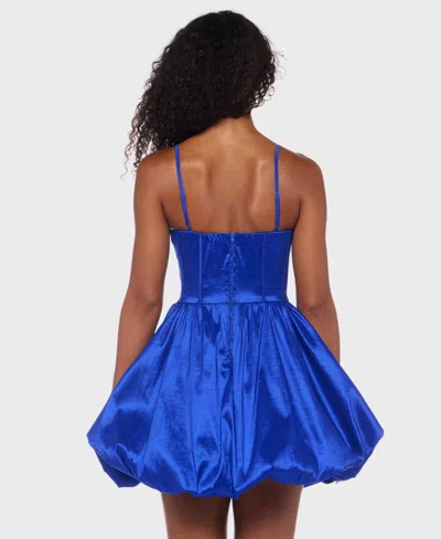 Alex & Sophia Juniors' Rhinestone Strappy Bustier Bodice Dress In Blue