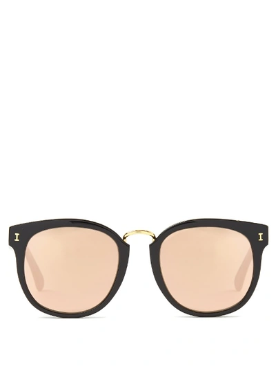 Illesteva Women's Sardinia Oversized Round Sunglasses, 53mm In Black/rose Mirror