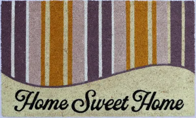 Hivvago 18" X 30" Beige And Black Coir Home Sweet Home Outdoor Door Mat In Multi