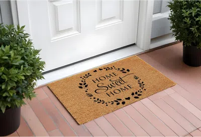 Hivvago 17" X 29" Natural And Black Coir Home Sweet Home Outdoor Door Mat In Brown