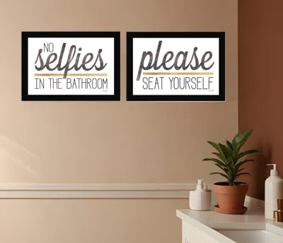Hivvago Set Of Two No Selfies When Seated Black Framed Print Bathroom Wall Art In Multi