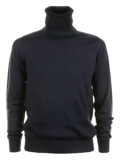 Alpha Studio Turtleneck Sweater In Blue