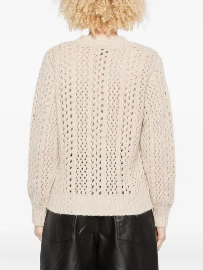 Eleventy Sequin-embellished Open-knit Sweater In Neutral