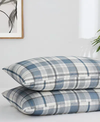 Southshore Fine Linens Highland Plaid Extra Deep Pocket 300- Thread Count 4-pc. Sheet Set, Queen In Blue