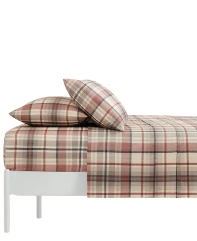 Southshore Fine Linens Highland Plaid Extra Deep Pocket 300- Thread Count 4-pc. Sheet Set, Queen In Red