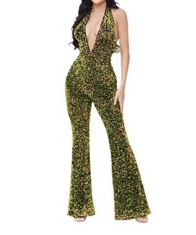 Ver Luisant Disco Darling Jumpsuit In Green In Green