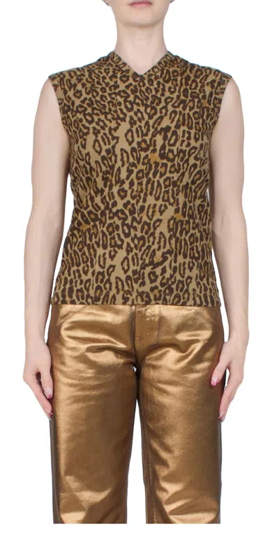 6397 Double-v Vest Leopard In Animal Print