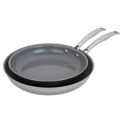 Henckels Clad H3 2-pc Stainless Steel Ceramic Nonstick 10-in & 12-in Fry Pan Set In Gray