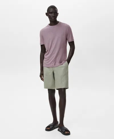 Mango Men's Linen Slim-fit T-shirt In Purple