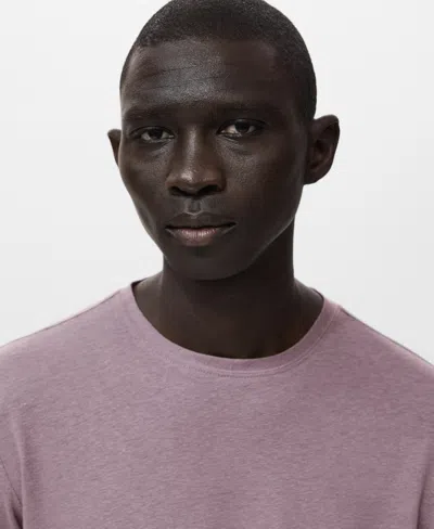 Mango Men's Linen Slim-fit T-shirt In Purple