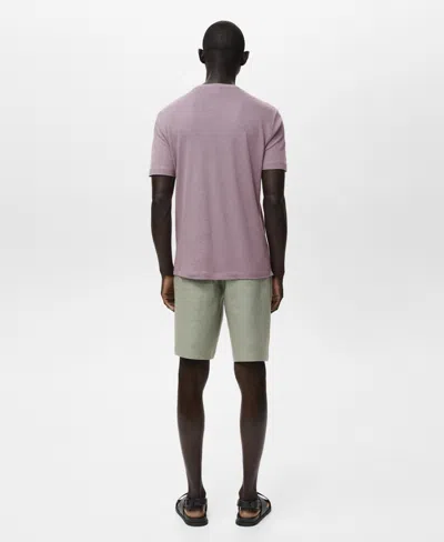 Mango Men's Linen Slim-fit T-shirt In Purple