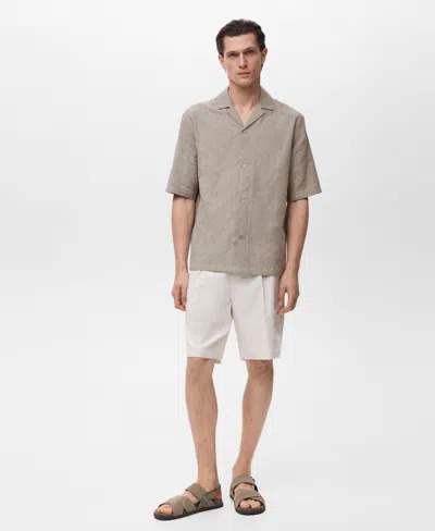 Mango Men's Embroidered Cotton Shirt In Brown