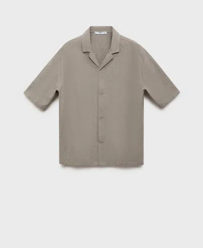 Mango Men's Embroidered Cotton Shirt In Brown