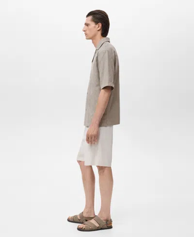 Mango Men's Embroidered Cotton Shirt In Brown