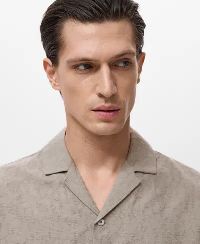 Mango Men's Embroidered Cotton Shirt In Brown