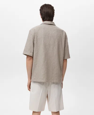 Mango Men's Embroidered Cotton Shirt In Brown