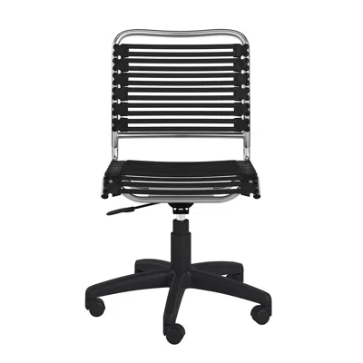 Hivvago Black And Silver Adjustable Swivel Bungee Rolling Office Chair In Black